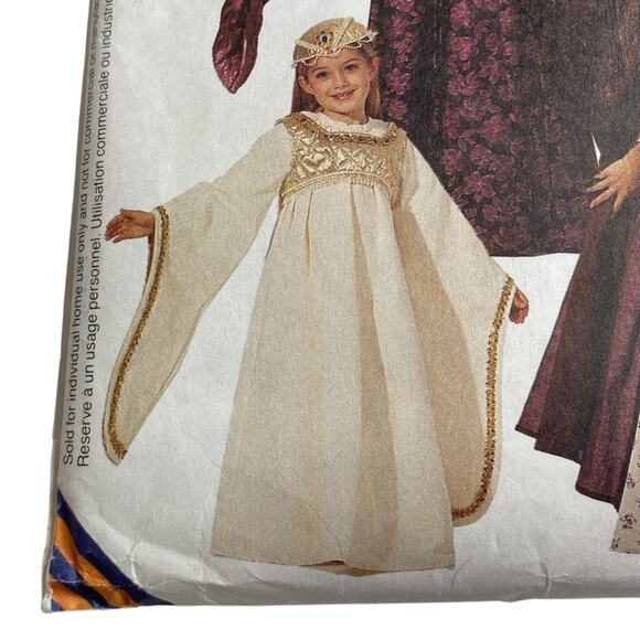 Vtg McCall's Girl's Medieval Dress Costume 8937 Cape Hat Sz 10 12 Zooterz UNCUT - Picture 6 of 15
